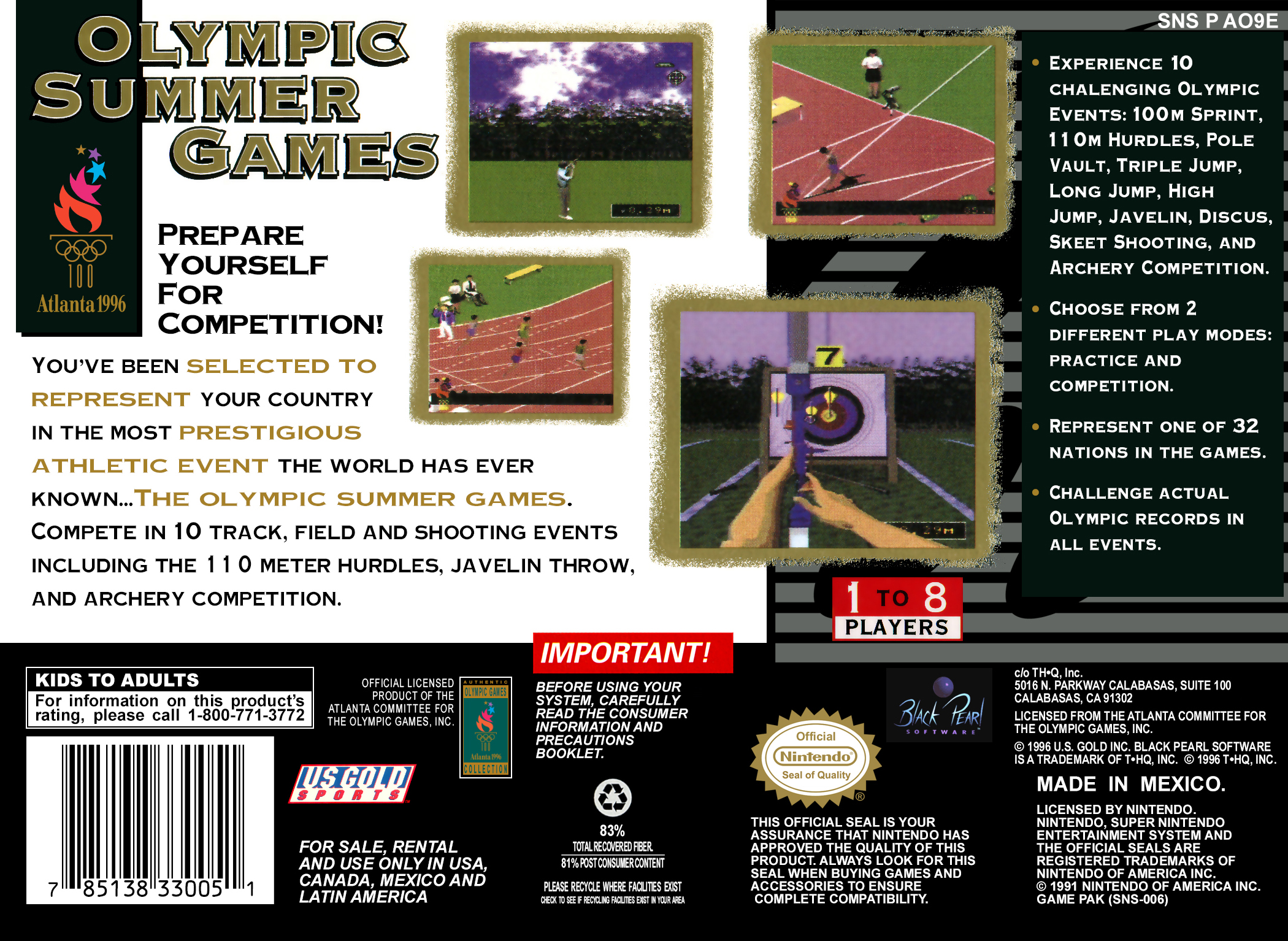 Olympic Summer Games — Box back