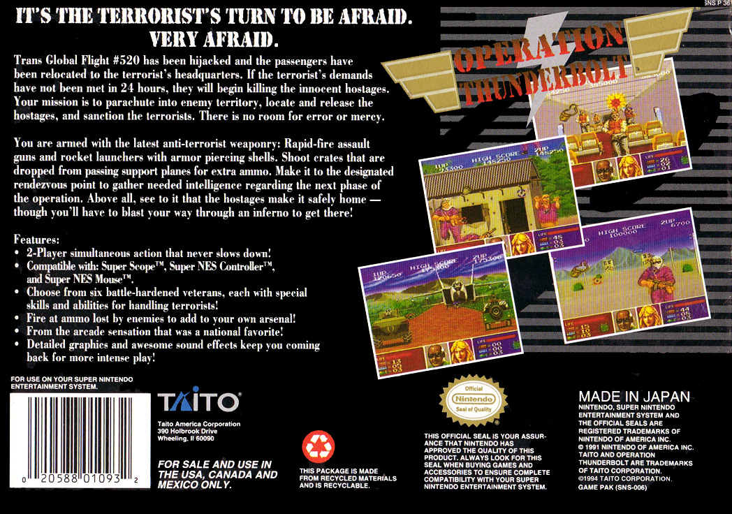 Operation Thunderbolt — Box back