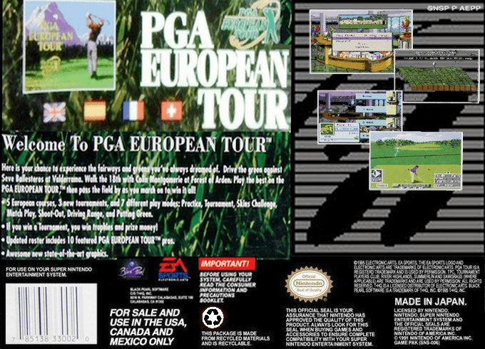 PGA European Tour — Box back