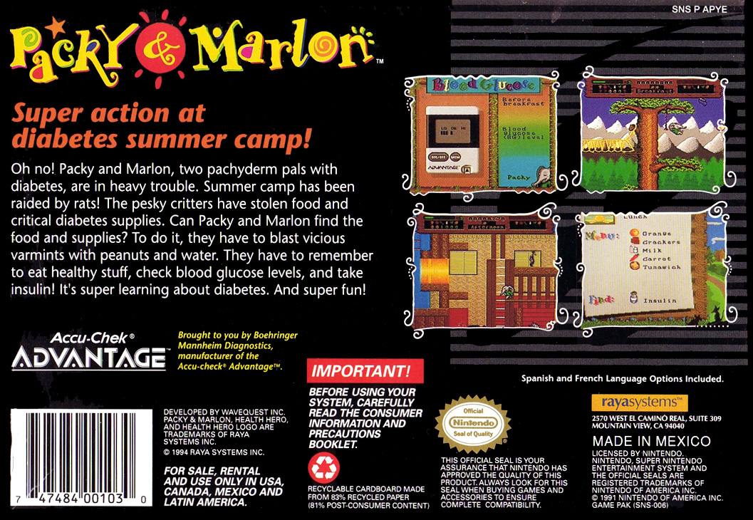 Packy & Marlon — Box back