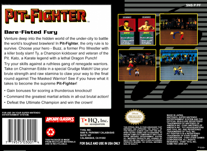 Pit-Fighter — Box back