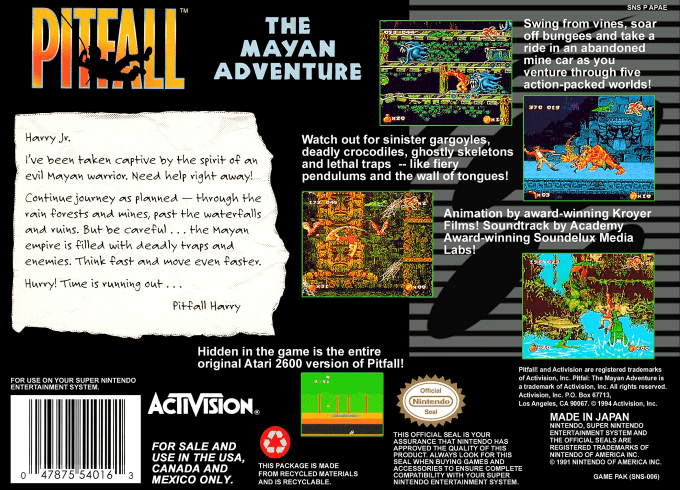 Pitfall : The Mayan Adventure — Box back