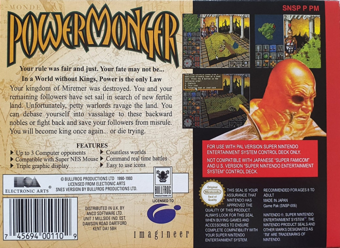 PowerMonger — Box back