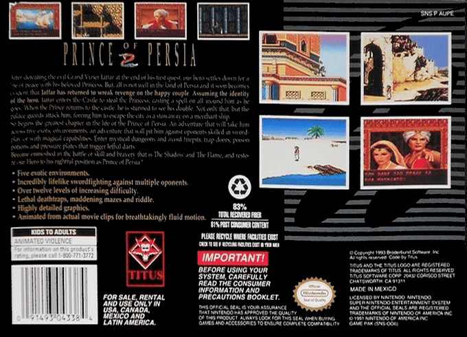 Prince of Persia 2 — Box back