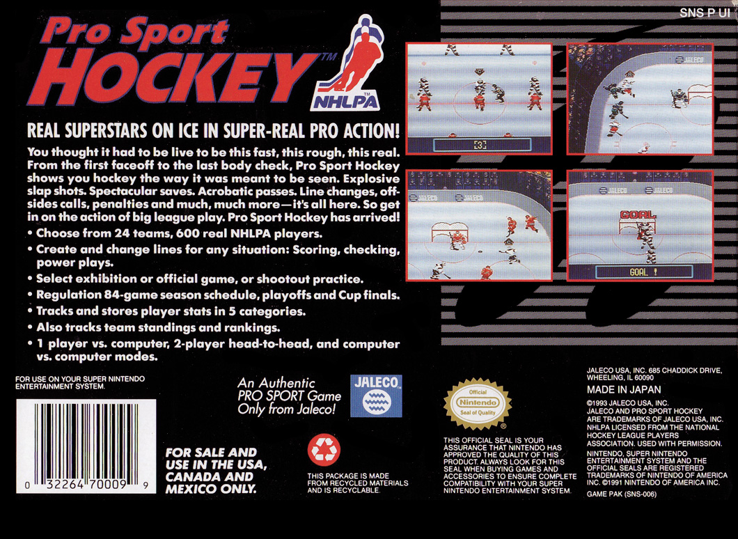 Pro Sport Hockey — Box back