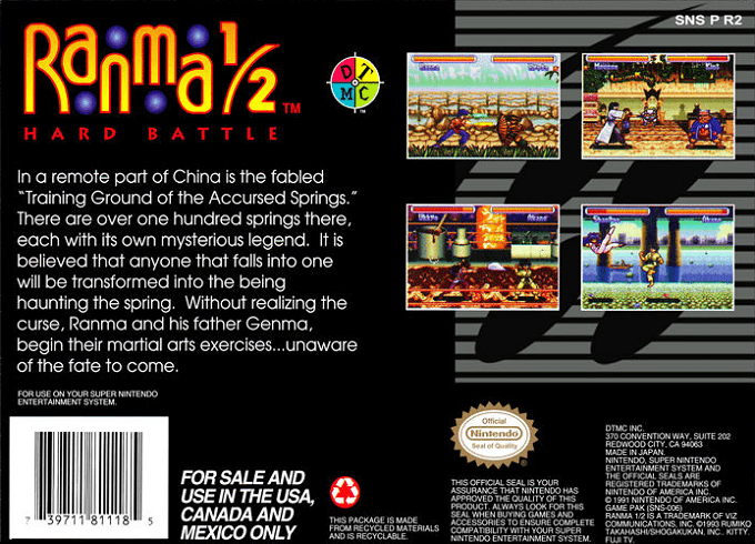Ranma 1/2 : Hard Battle — Box back