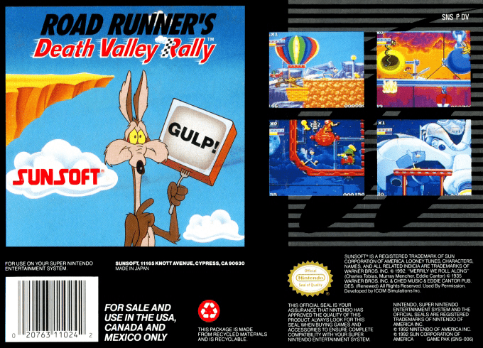 Road Runner's Death Valley Rally — Box back