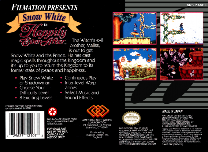 Snow White in Happily Ever After — Box back