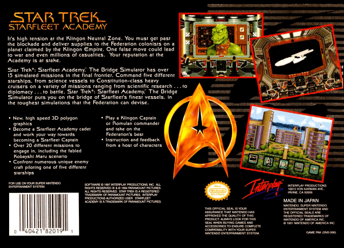 Star Trek : Starfleet Academy - Starship Bridge Simulator — Box back