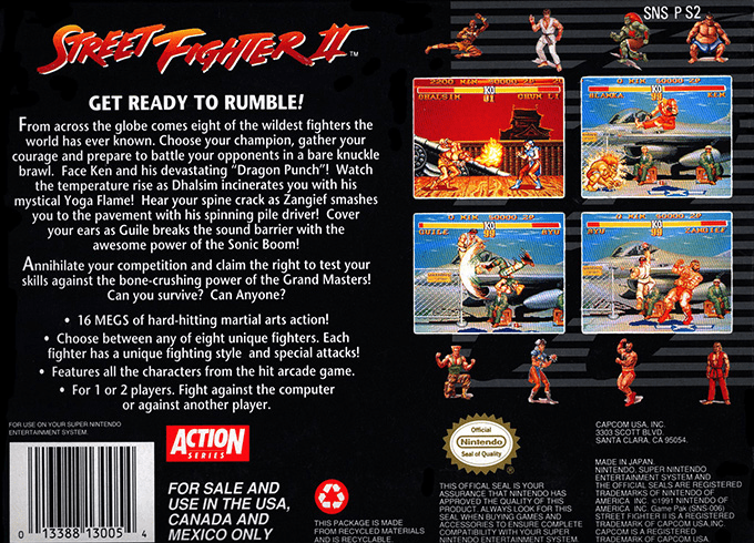 Street Fighter II — Box back