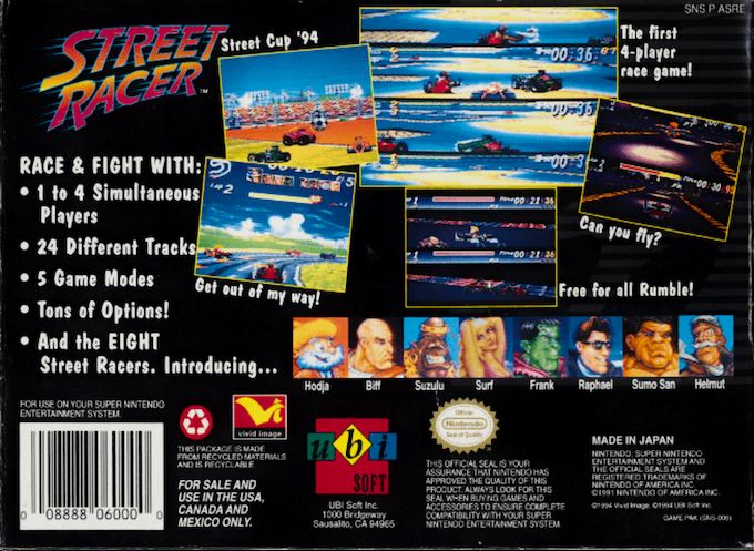 Street Racer — Box back