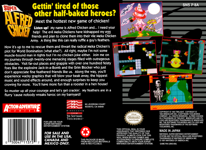 Super Alfred Chicken — Box back