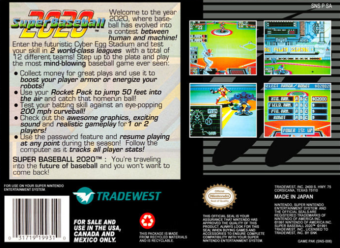 Super Baseball 2020 — Box back