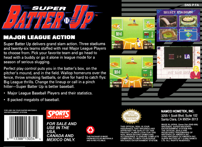 Super Batter Up — Box back