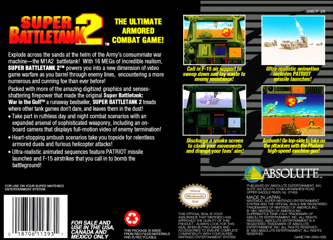 Super Battletank 2 — Box back