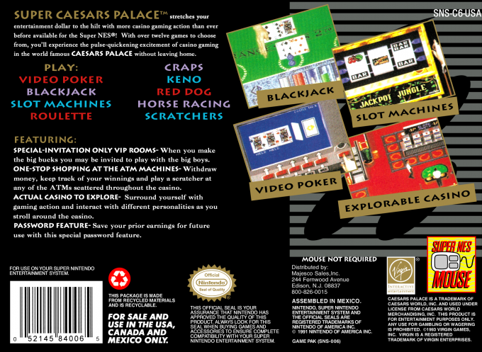 Super Caesars Palace — Box back