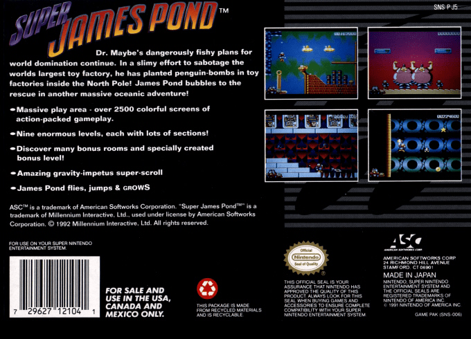 Super James Pond — Box back