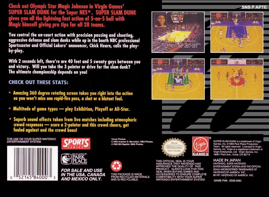 Super Slam Dunk — Box back