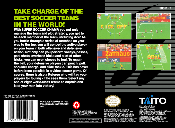 Super Soccer Champ — Box back