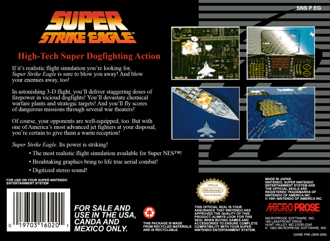 Super Strike Eagle — Box back