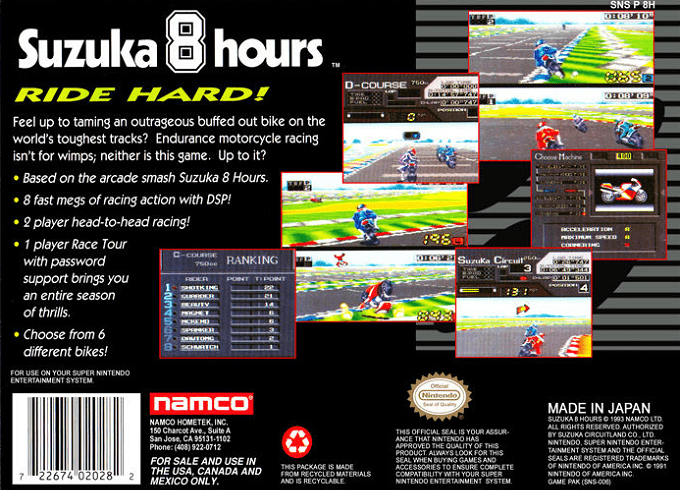 Suzuka 8 Hours — Box back