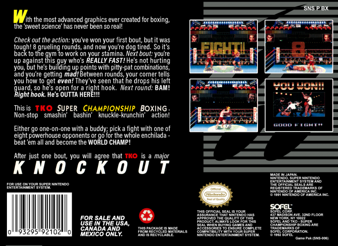 TKO Super Championship Boxing — Box back