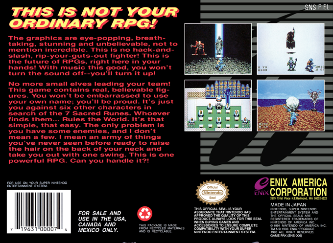 The 7th Saga — Box back