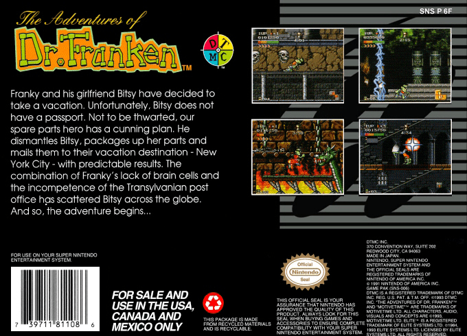 The Adventures of Dr. Franken — Box back