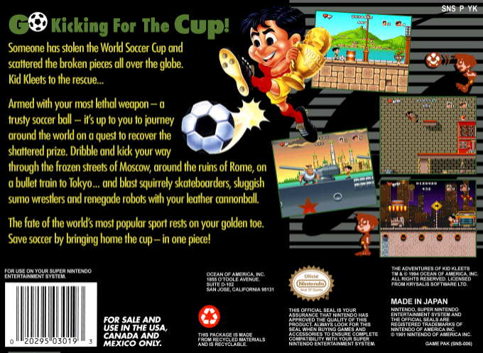 The Adventures of Kid Kleets — Box back
