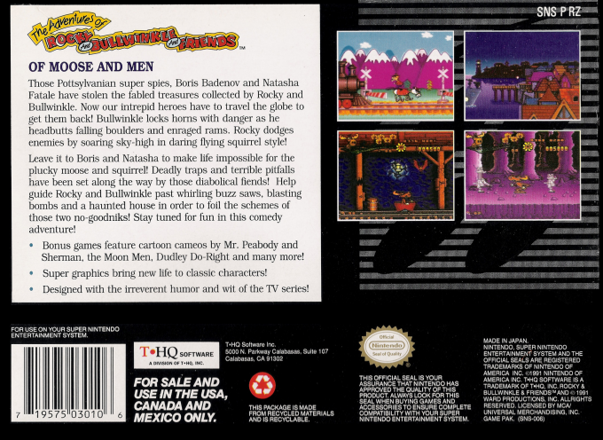 The Adventures of Rocky and Bullwinkle and Friends — Box back