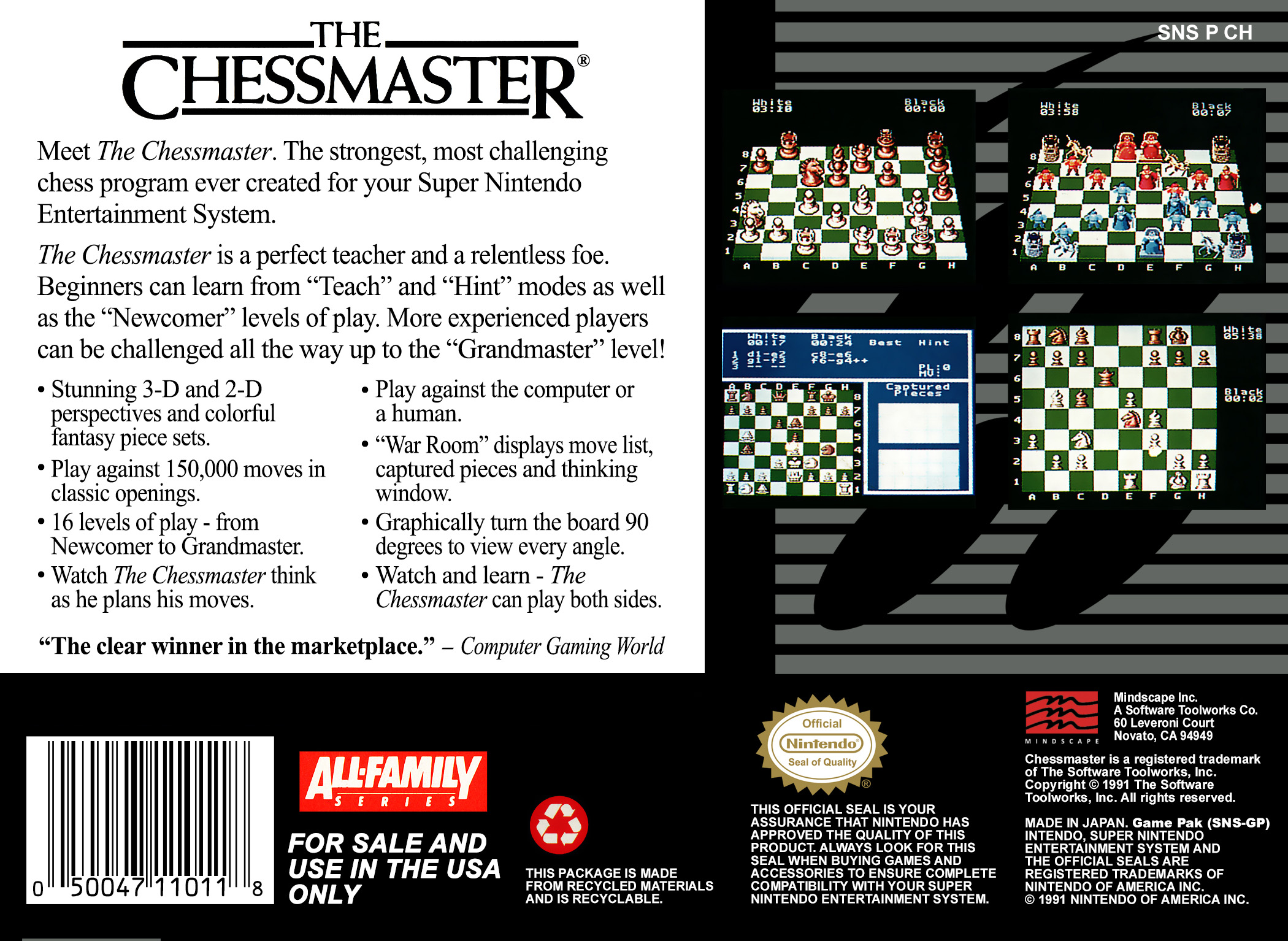 The Chessmaster — Box back