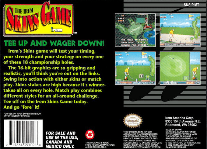 The Irem Skins Game — Box back