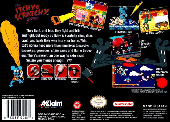 The Itchy & Scratchy Game — Box back