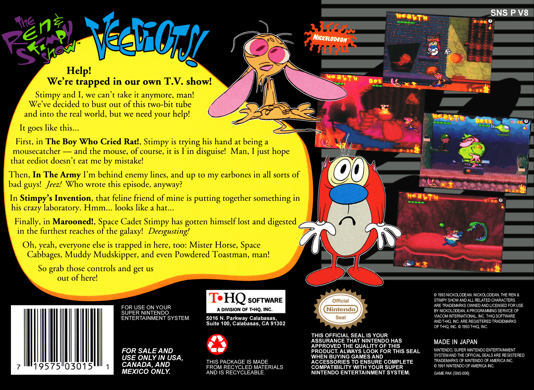 The Ren & Stimpy Show : Veediots! — Box back