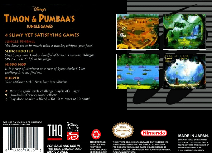 Timon & Pumbaa's Jungle Games — Box back