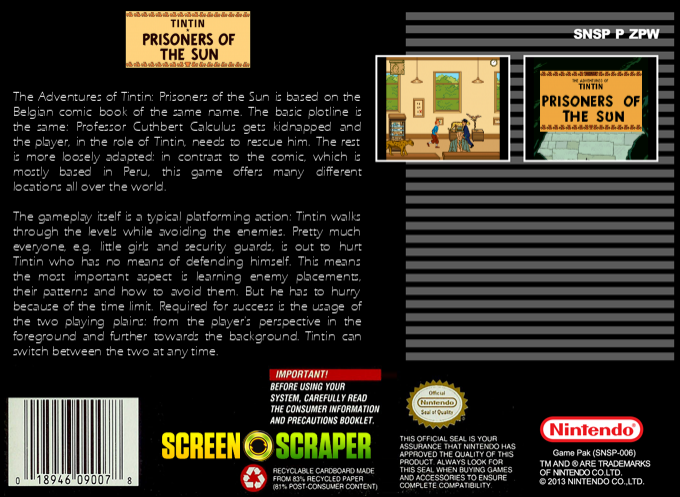 Tintin : Prisoners of the Sun — Box back