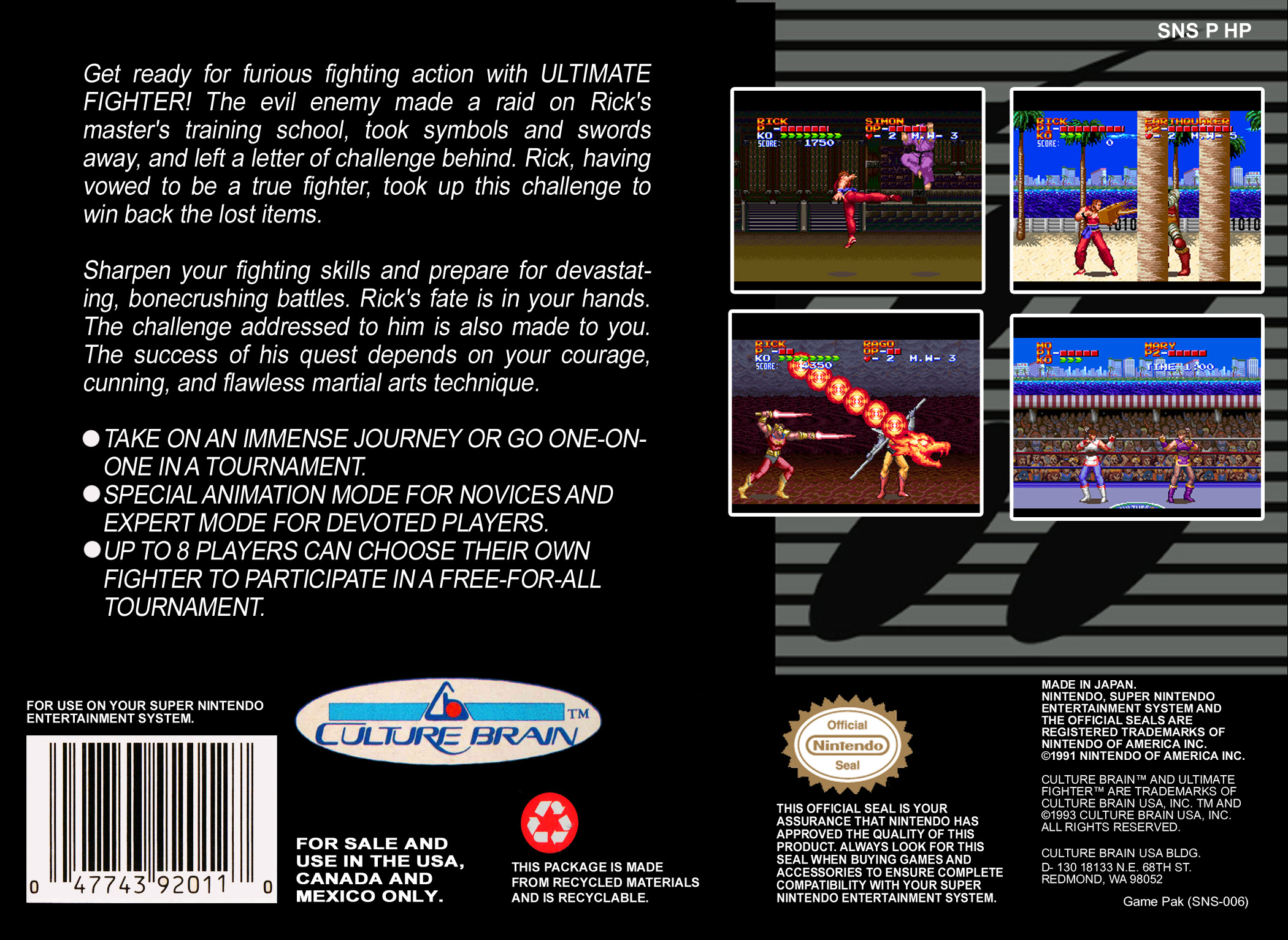 Ultimate Fighter — Box back