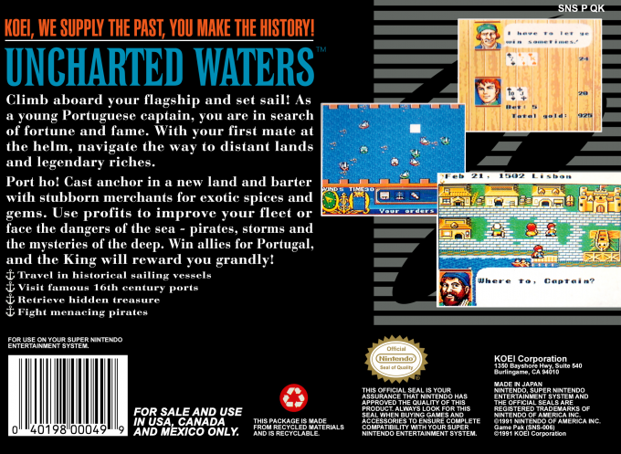 Uncharted Waters — Box back