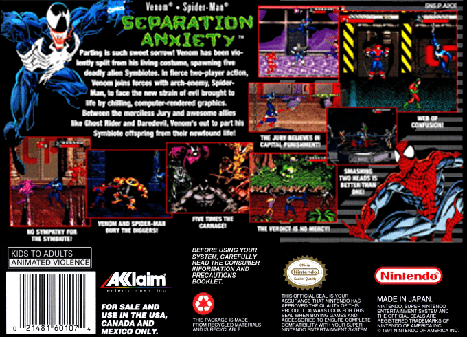 Venom & Spider-Man : Separation Anxiety — Box back