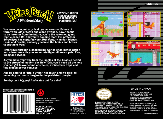We're Back! : A Dinosaur's Story — Box back