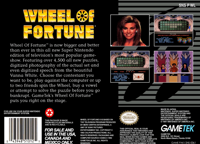 Wheel of Fortune — Box back