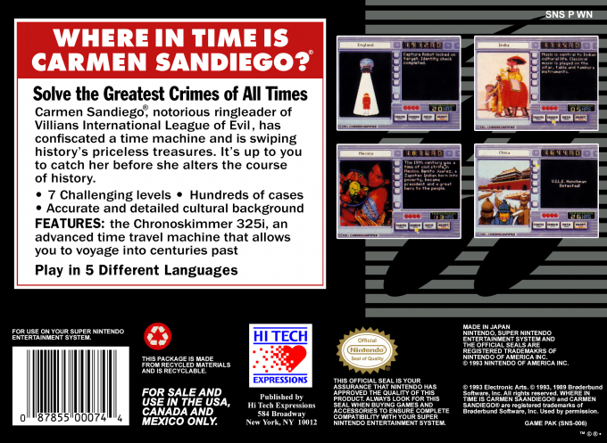 Where in Time is Carmen Sandiego? — Box back