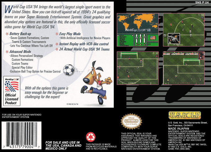 World Cup USA 94 — Box back