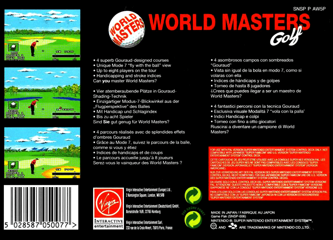 World Masters Golf — Box back