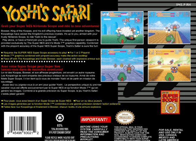 Yoshi's Safari — Box back