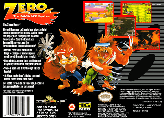Zero the Kamikaze Squirrel — Box back