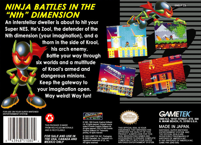 Zool : Ninja of the “Nth” Dimension — Box back