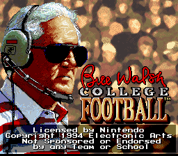 Bill Walsh College Football — Title screen