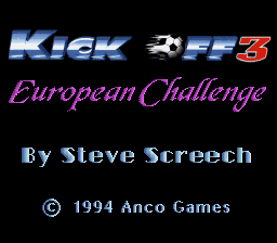 Kick Off 3 : European Challenge — Title screen