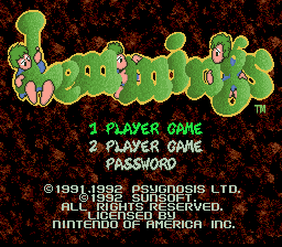 Lemmings — Title screen